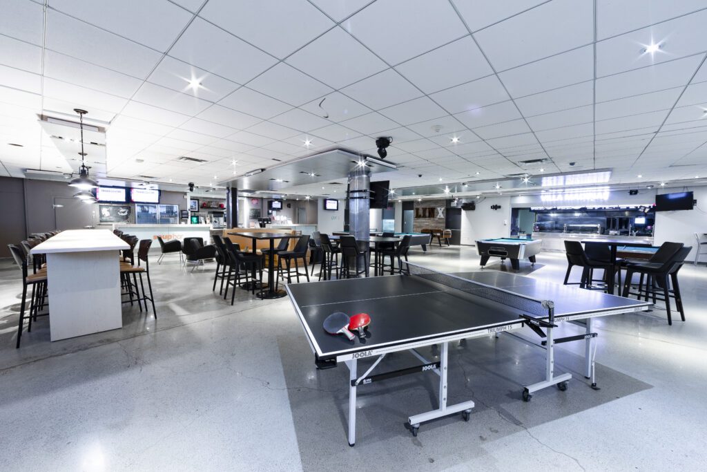 Linx Lounge with a ping pong and pool tables set up with other seating.