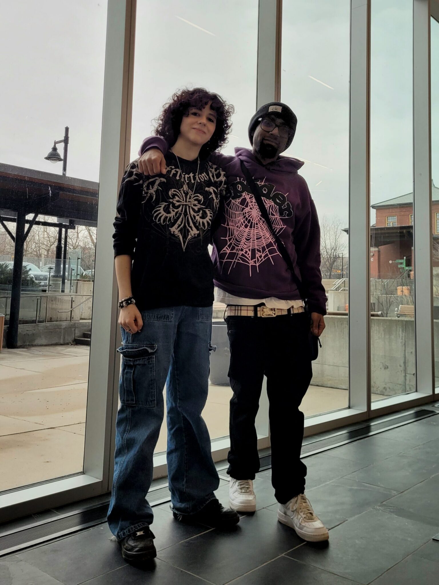 Female and male student with streetwear grunge style.