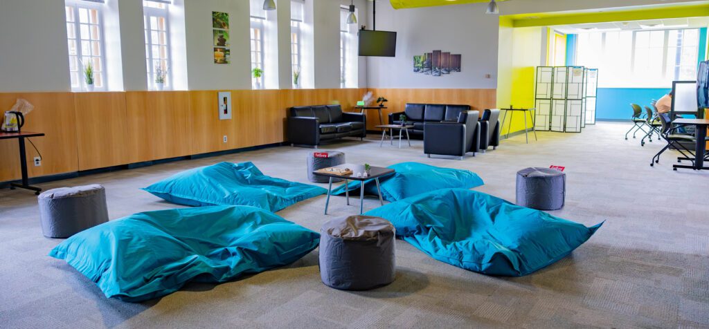 A quiet place with a variety of seating spaces.