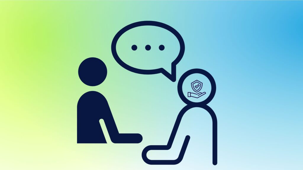 An illustration of two humans communicating. 