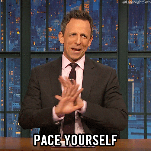 A man is saying the words "PACE YOURSELF"