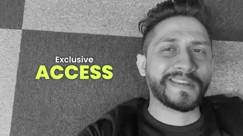 A man on the floor saying, "Exclusice access".