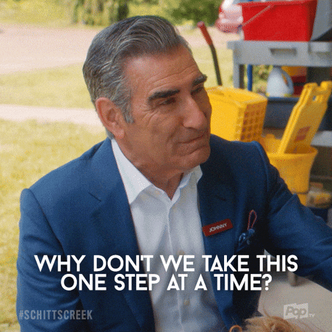 Johnny Rose calmly telling someone to take a task one step at a time. 
