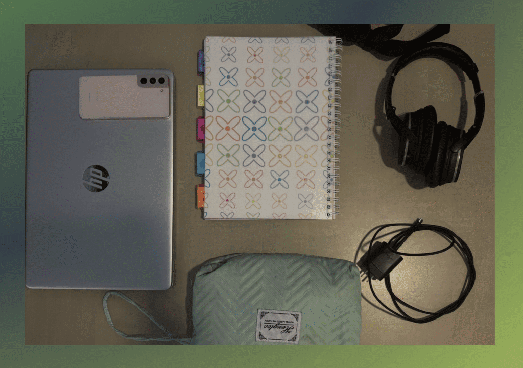 Photo of items from Pierika Baptiste's bag