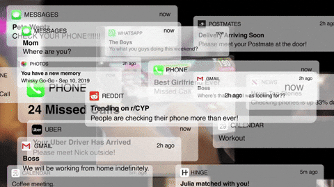 a screen with multiple notifications popping up at the same time