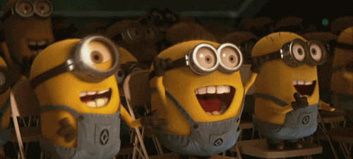 A crowd of minions cheering.