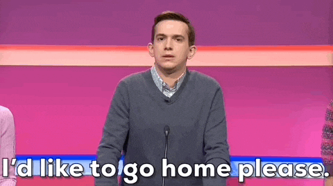 A man is speaking the words, "I'd like to go home please," into the microphone.