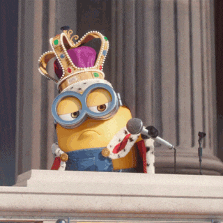 King Minion dropping the microphone and turning back.