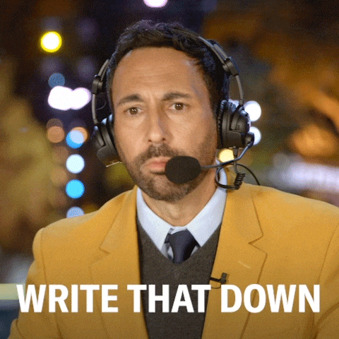 A man is saying the words "WRITE THAT DOWN"