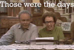 two people at the piano singing the lyric, "Those were the days"