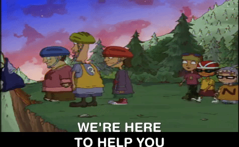 Three adults looking toward three children to extend their help.