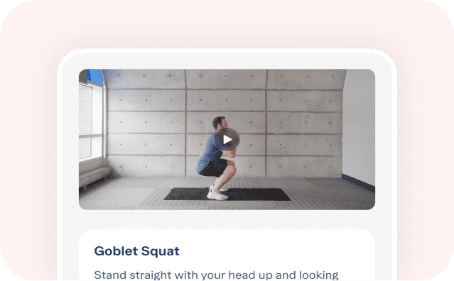 A man is showing how to do goblet squats.