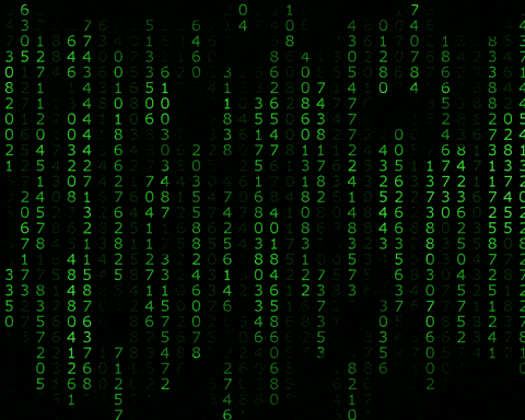 green numbers flying down a black screen