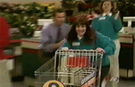 Video of a woman rushing with a trolley