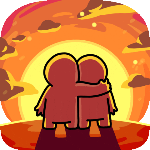 Two cartoon characters standing together. One saying, "One step at a time" to another.