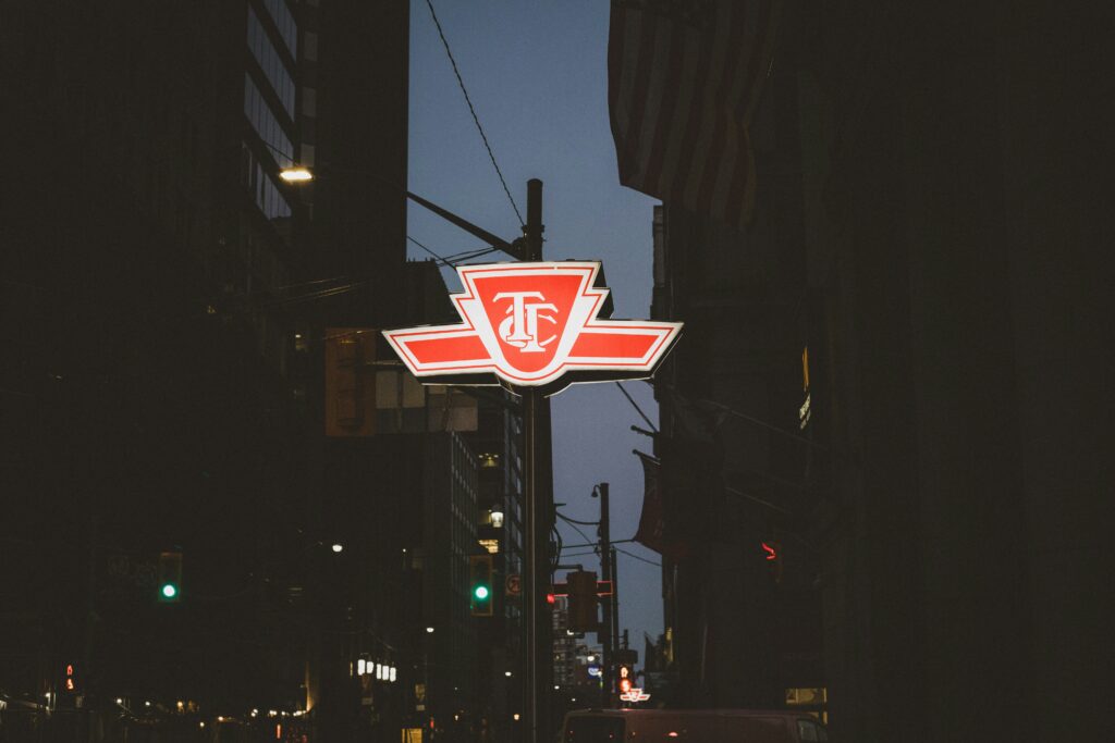 Night sky with the TTC logo glowing