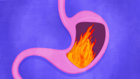 A stomach on fire.