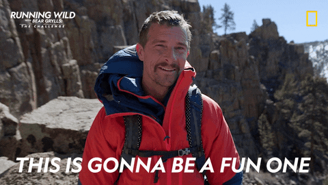 A man standing in mountains is saying "THIS IS GONNA BE A FUN ONE."