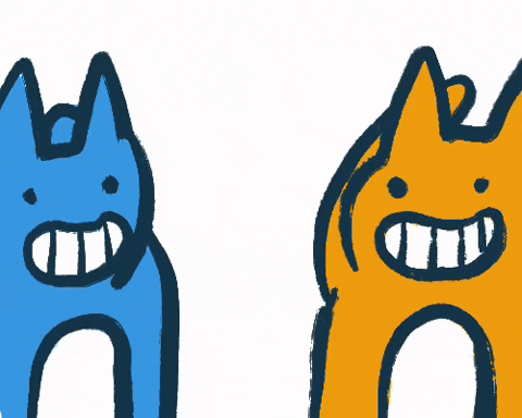 Cartoon of two cats giving high-five. Text reading 'Friendship' reading above them.