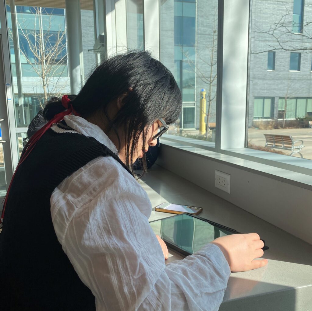 a girl studying at her hangout spot
