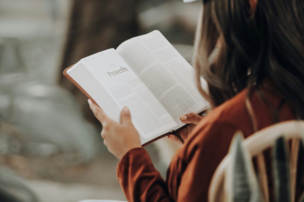 A woman reading a book