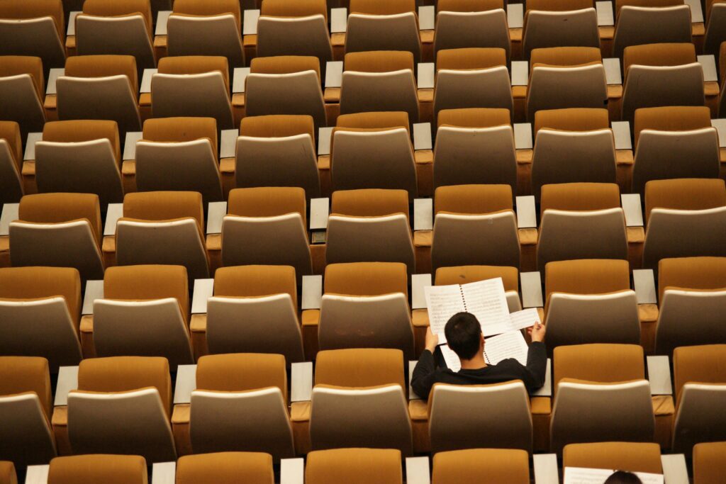 A student sat in an empty class