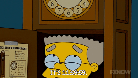 A clock reading 11:59:59