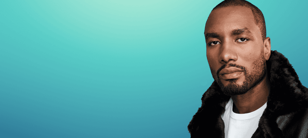 Serge Ibaka against a blue background.