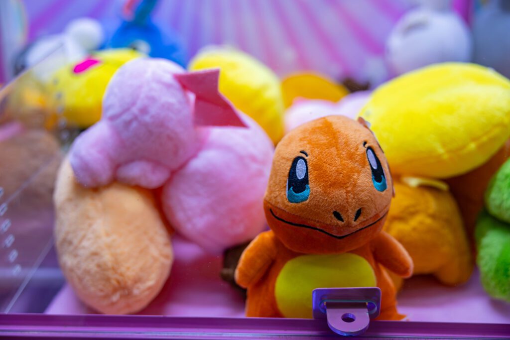 A pile of plushies in a claw machine