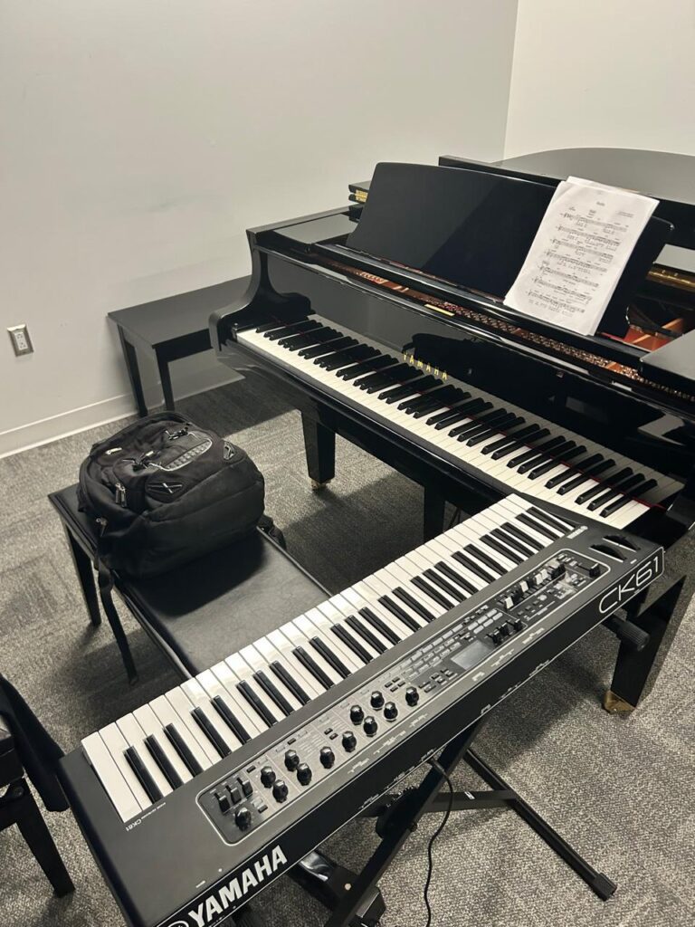 Pianos in the music building at Humber Lakeshore