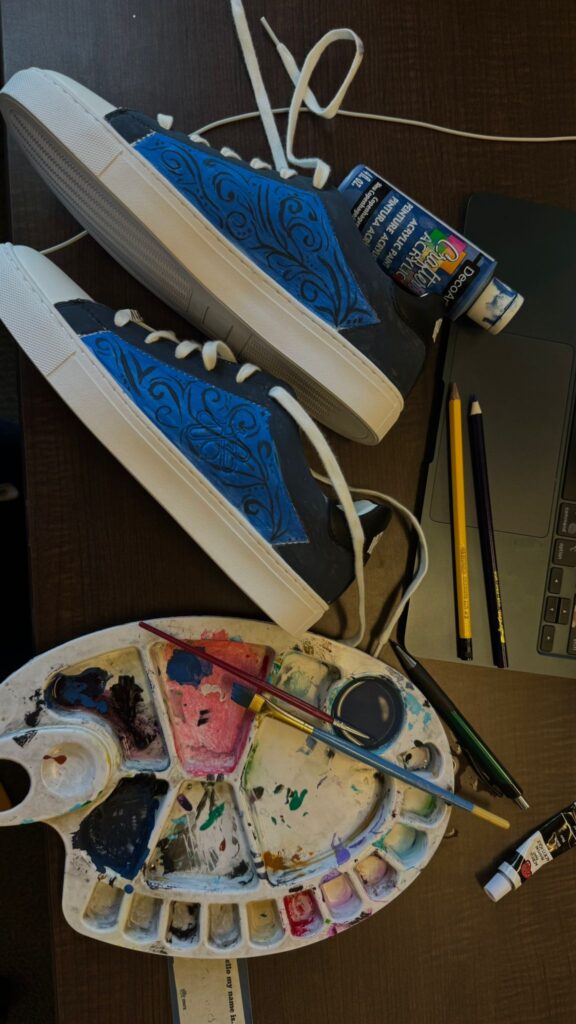 Photos of shoes painting progression
