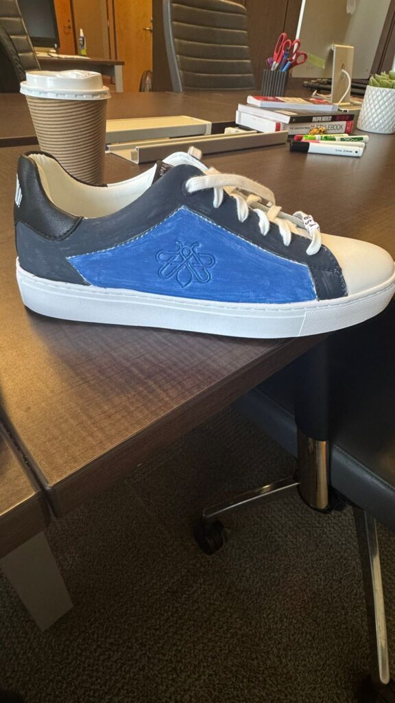 Photos of shoes painting progression