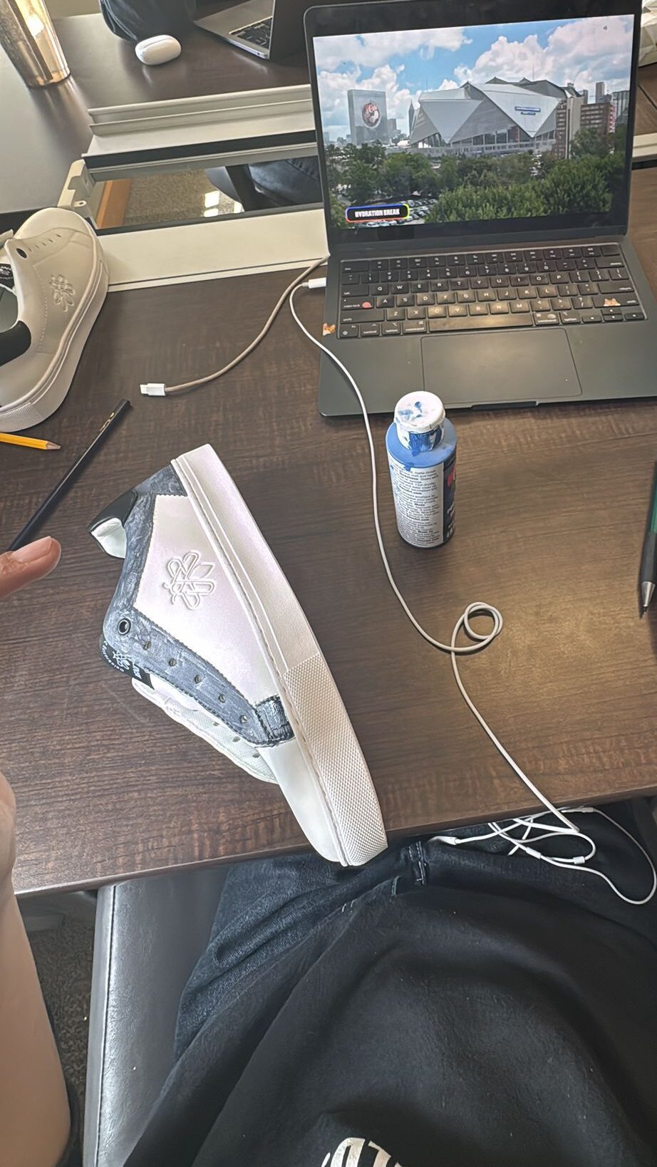 Photos of shoes painting progression