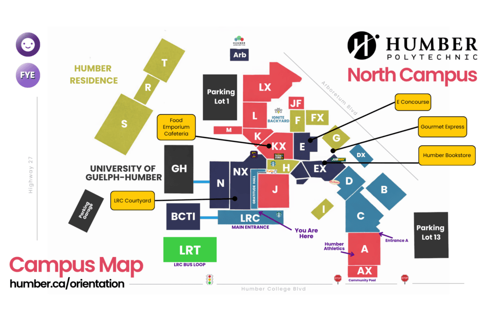 Map of Humber Polytechnic North Campus.