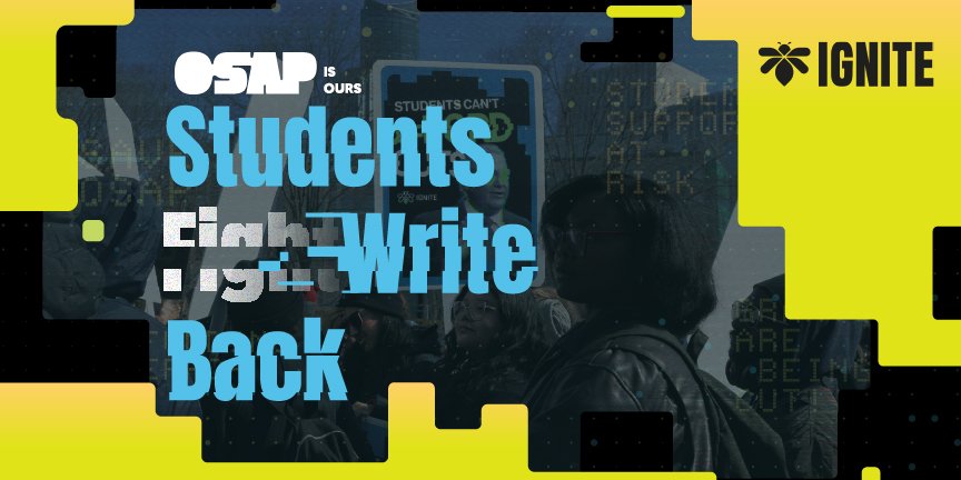 "OSAP Students Write Back" yellow and black graphic.